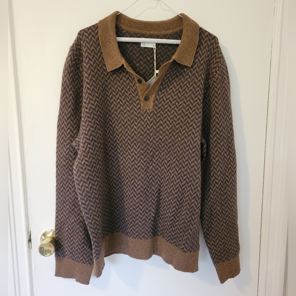 New Frank And Oak Brown and Black Wool Sweater